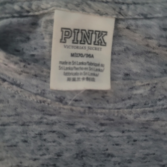 Pink Victoria's Secret Grey Long Sleeve Top with Blue Sequins Front M - Picture 4 of 7